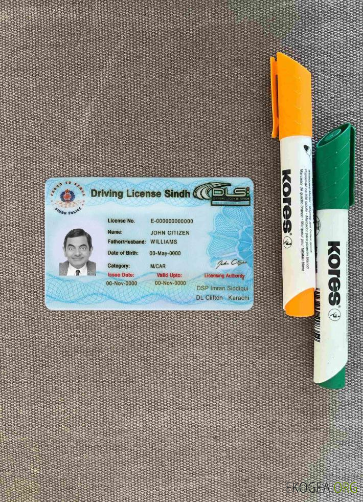 Permis de conduire de la province du Pakistan Sindh (2016 présent) photolook AVANT